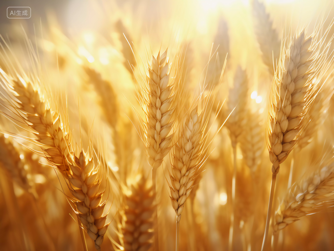 阳光照耀下的立秋成熟麦穗特写粮食丰收的秋天