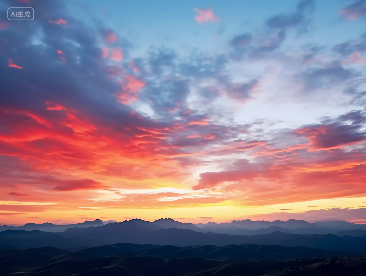 天空背景风景图日出天空城市夕阳晚霞
