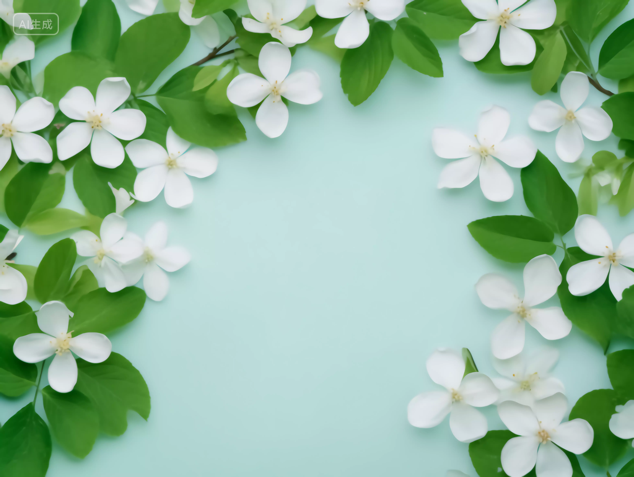 美丽花朵鲜花植物白色花朵与绿叶壁纸