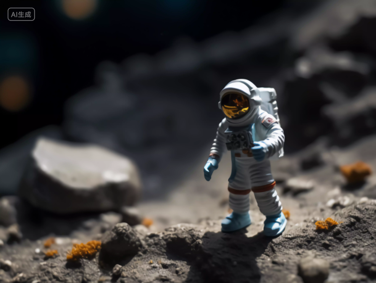 宇航员与星球表面地质微距摄影航天梦航天科技探索太空概念图