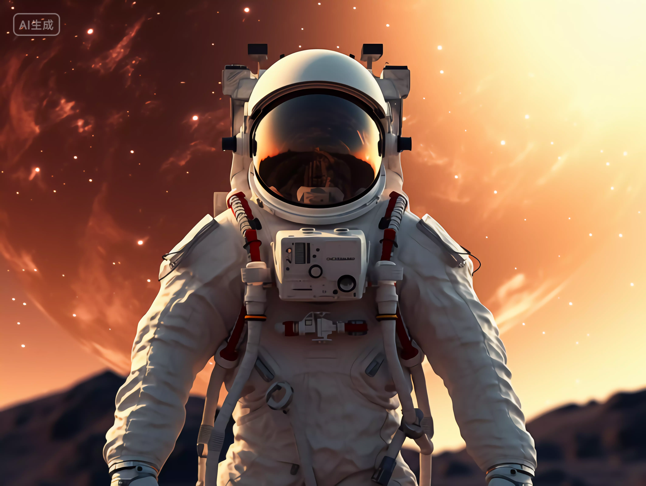 一个宇航员在宇宙探索行星航天科技神秘风格半身图太空壁纸