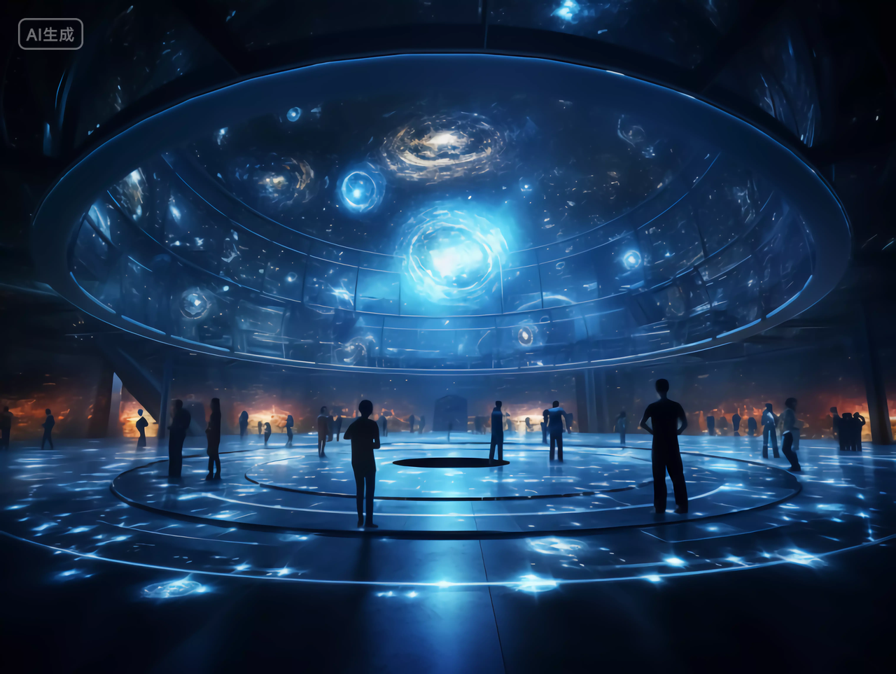 现代抽象蓝色神秘科幻感科技展厅场景