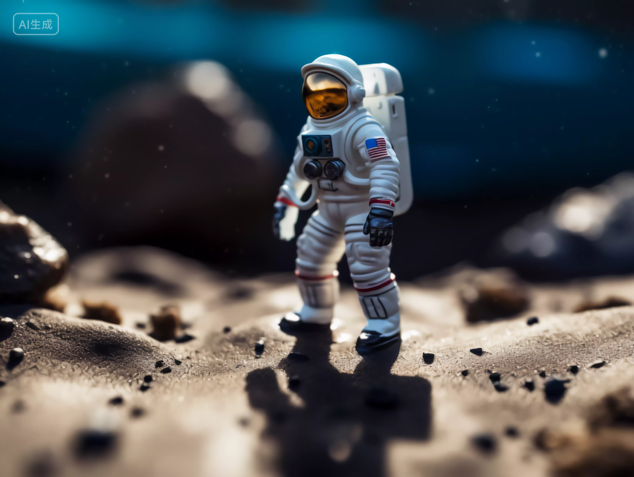 宇航员与星球表面地质微距摄影航天梦航天科技探索太空概念图