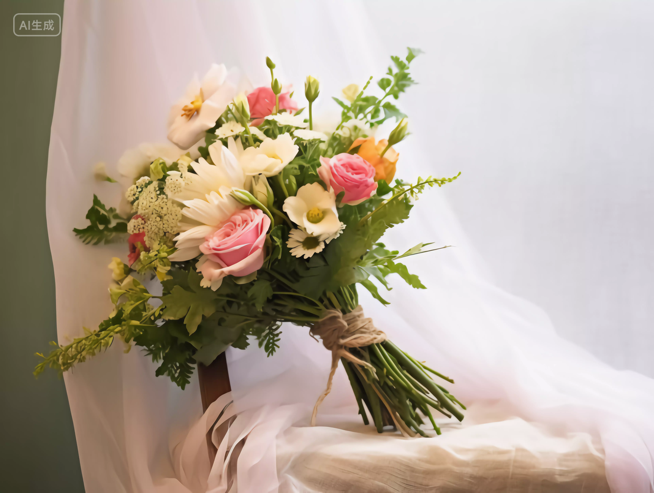 美丽花朵鲜花植物小清新唯美花束手捧花七夕情人节配图