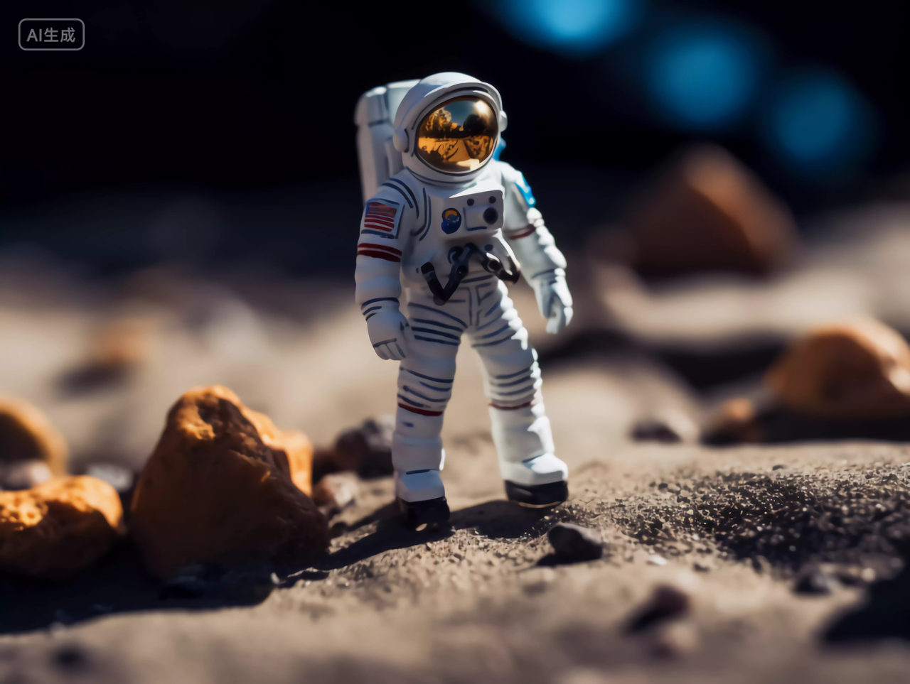 宇航员与星球表面地质微距摄影航天梦航天科技探索太空概念图