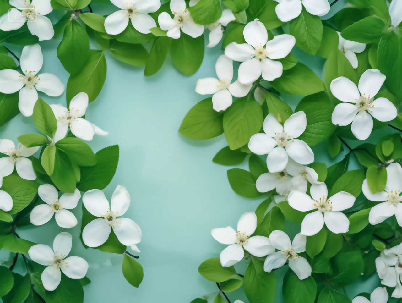 美丽花朵鲜花植物白色花朵与绿叶壁纸