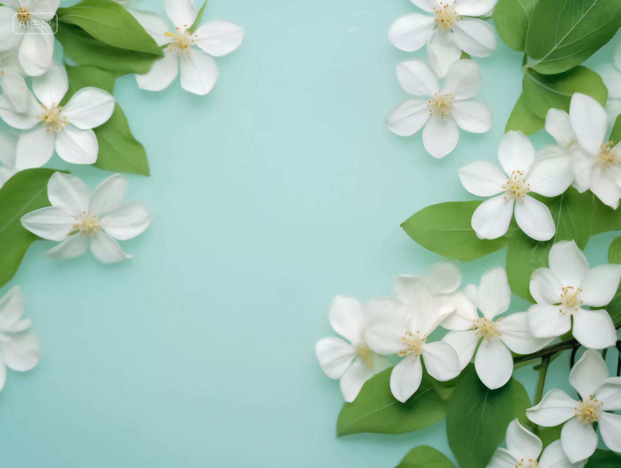 美丽花朵鲜花植物白色花朵与绿叶壁纸