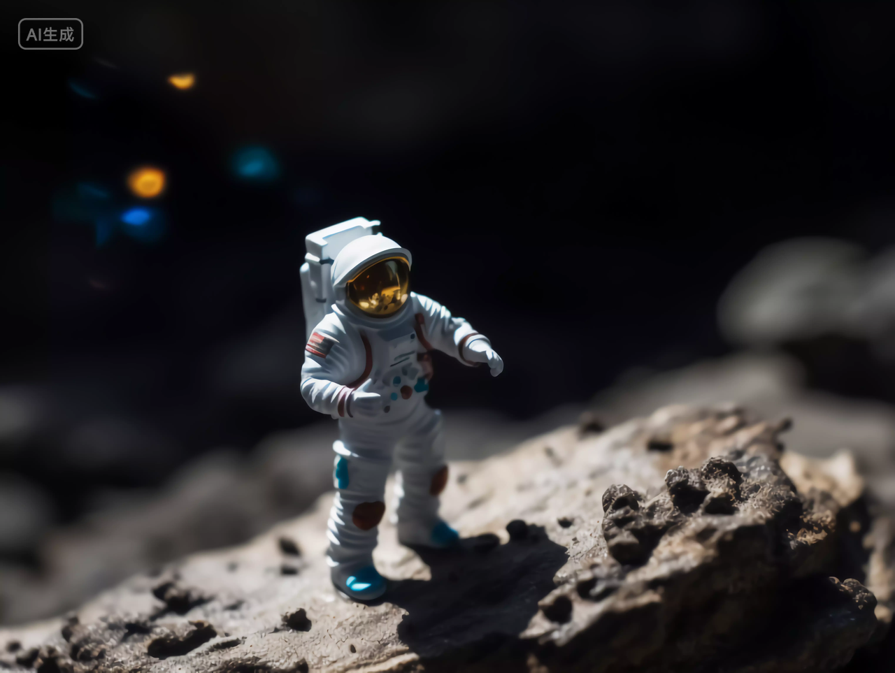 宇航员与星球表面地质微距摄影航天梦航天科技探索太空概念图