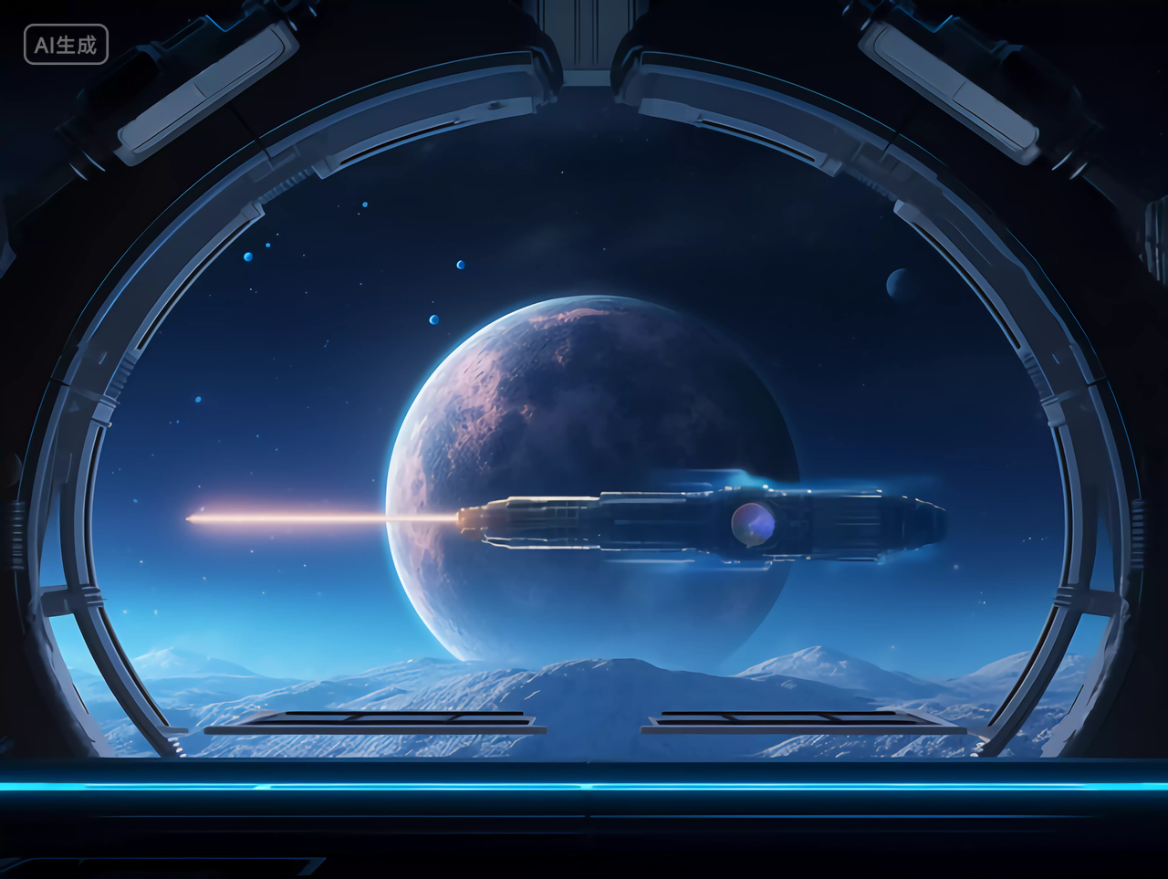 从太空飞船的视角看太空宇宙中发射中的飞船火箭航天科技概念图