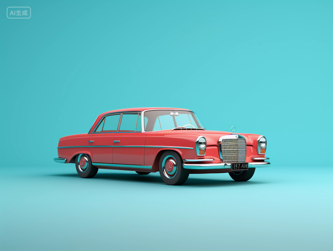 明亮鲜艳红色的汽车产品图