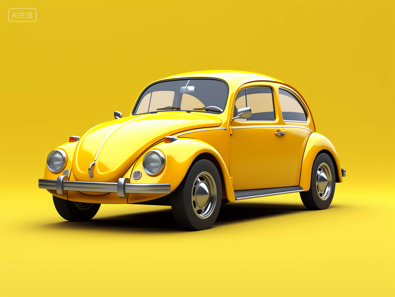 明亮鲜艳黄色的汽车产品图