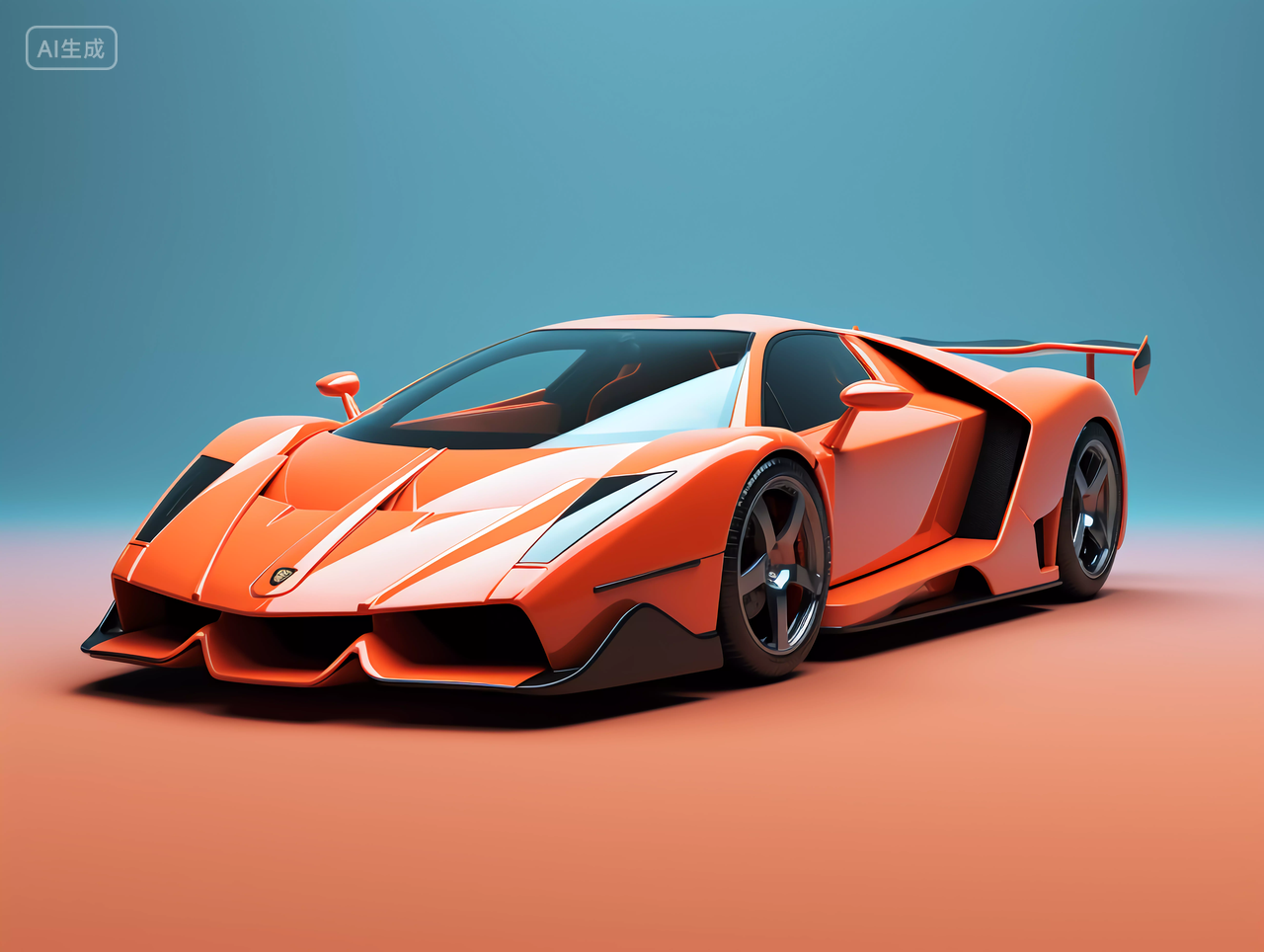 明亮鲜艳橙色的汽车产品图