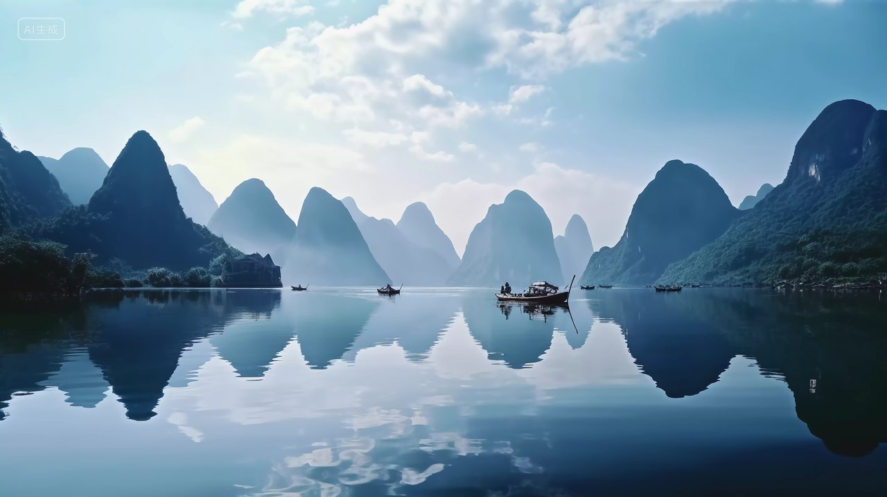 山和水中的倒影画面对称山水画山水意境自然景色山湖风景旅游宣传清新壁纸壁纸