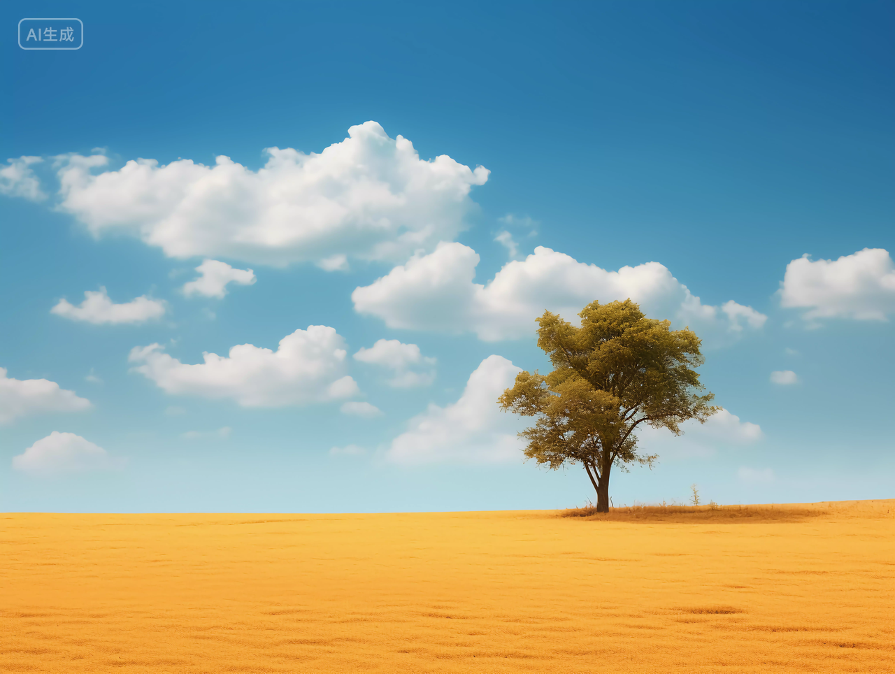 蓝天黄土地一棵树天空蓝色天空背景自然风景壁纸清新电脑壁纸