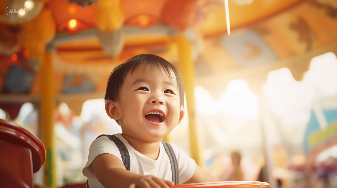 儿童在公园游乐场场景快乐幸福的未成年儿童小学生笑容嬉戏玩耍