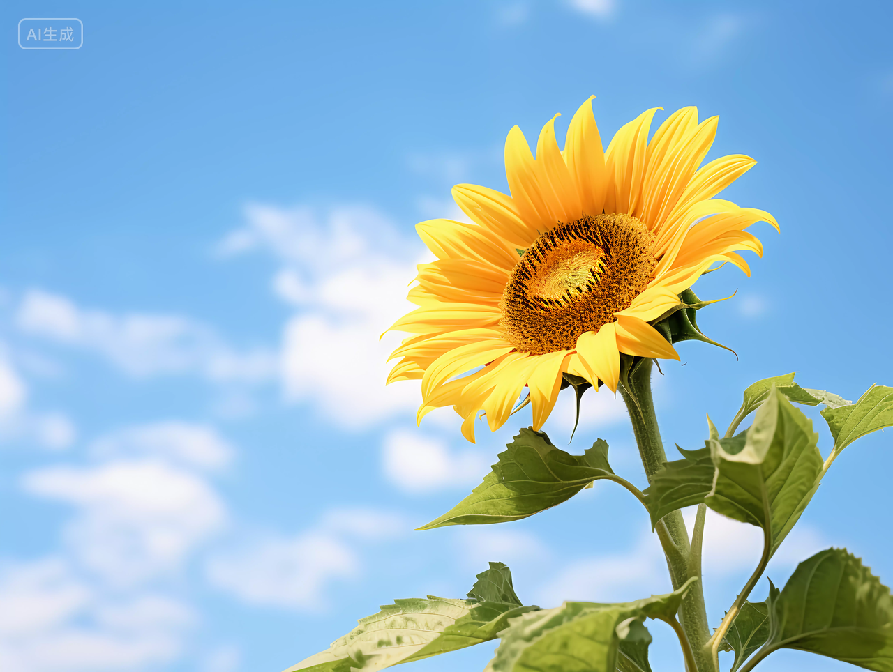 仰拍天空向日葵花朵清新美好希望鲜花花束向日葵仰拍晴朗天空唯美壁纸