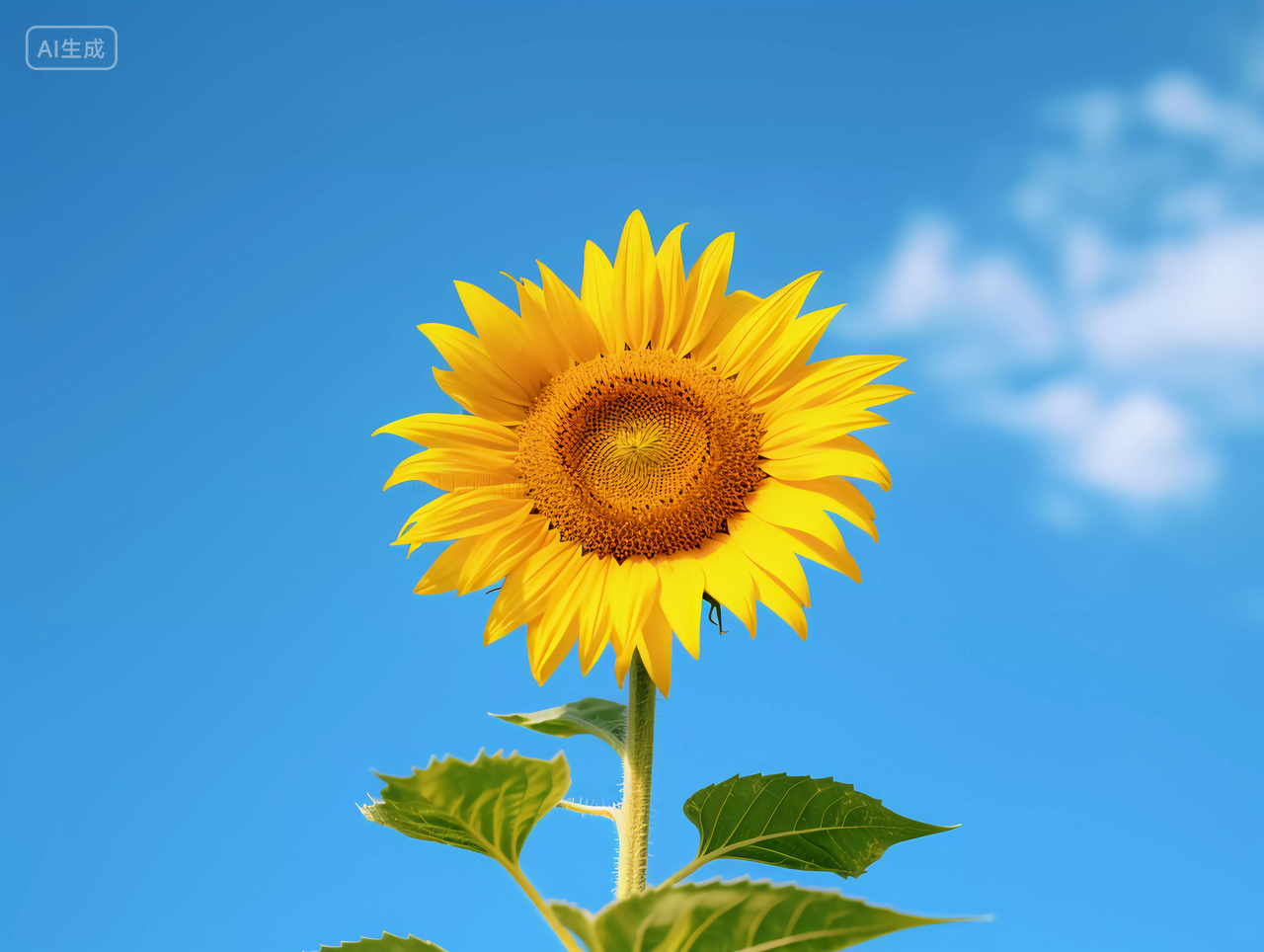 向日葵花朵清新美好希望鲜花花束向日葵蓝天白云背景唯美壁纸