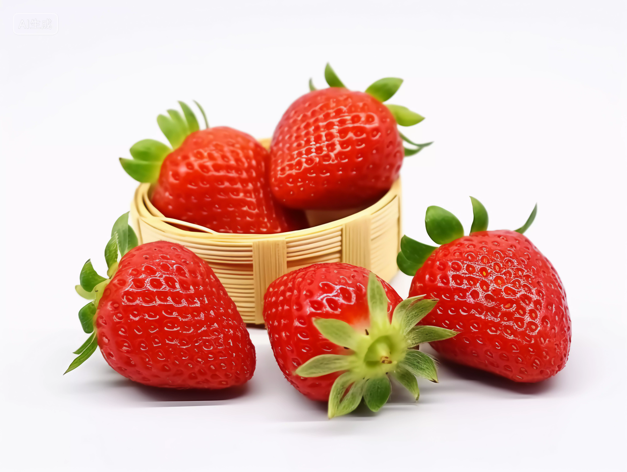 白底草莓新鲜水果健康生活营养有机食物美味