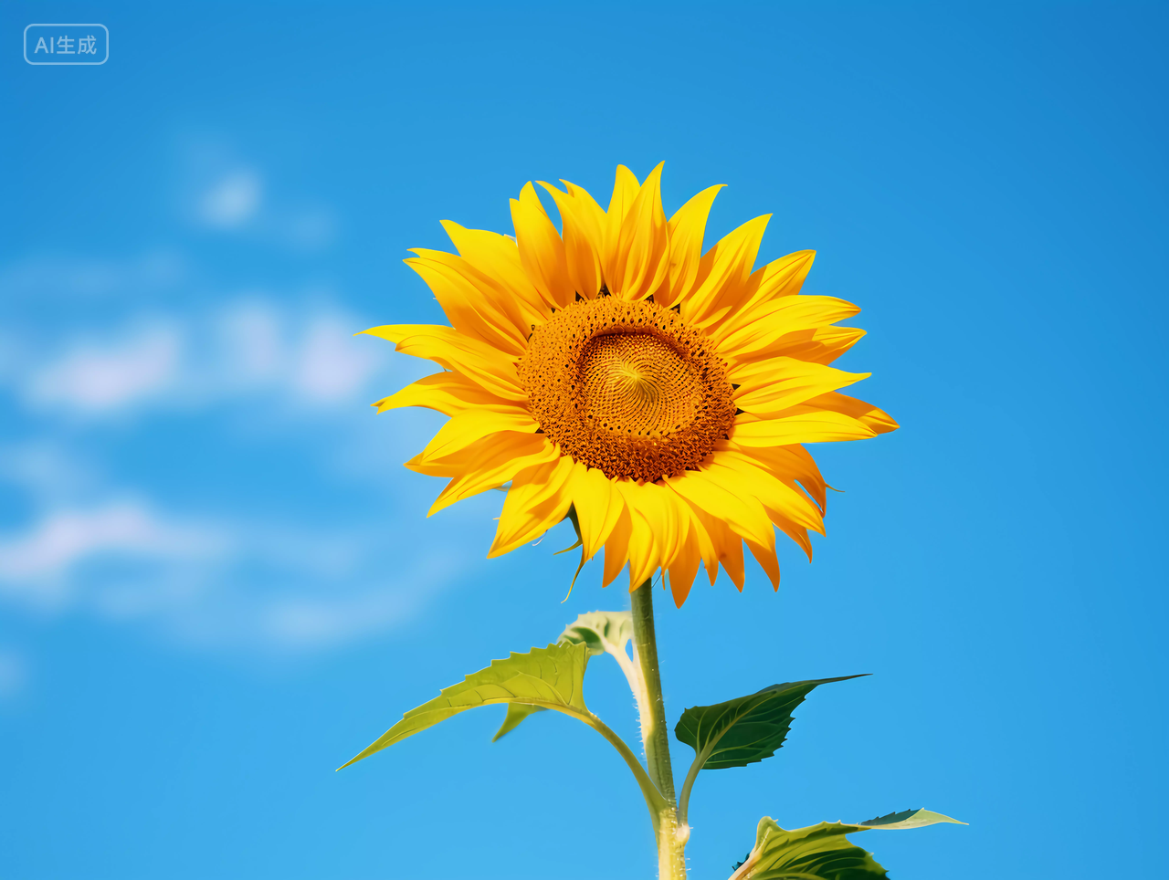 向日葵花朵清新美好希望鲜花花束向日葵蓝天白云背景唯美壁纸
