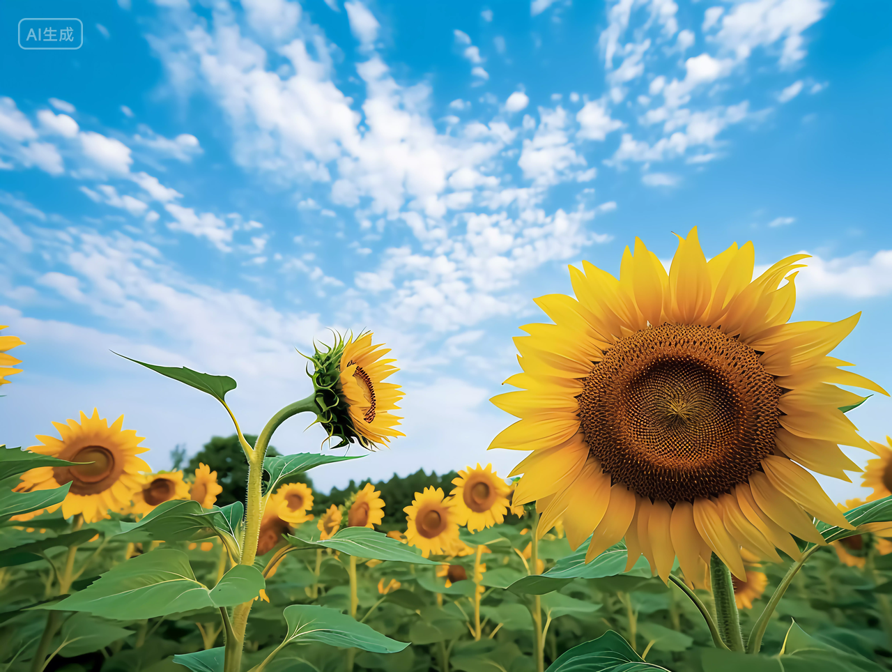 向日葵花朵清新美好希望鲜花花束向日葵仰拍晴朗天空唯美壁纸