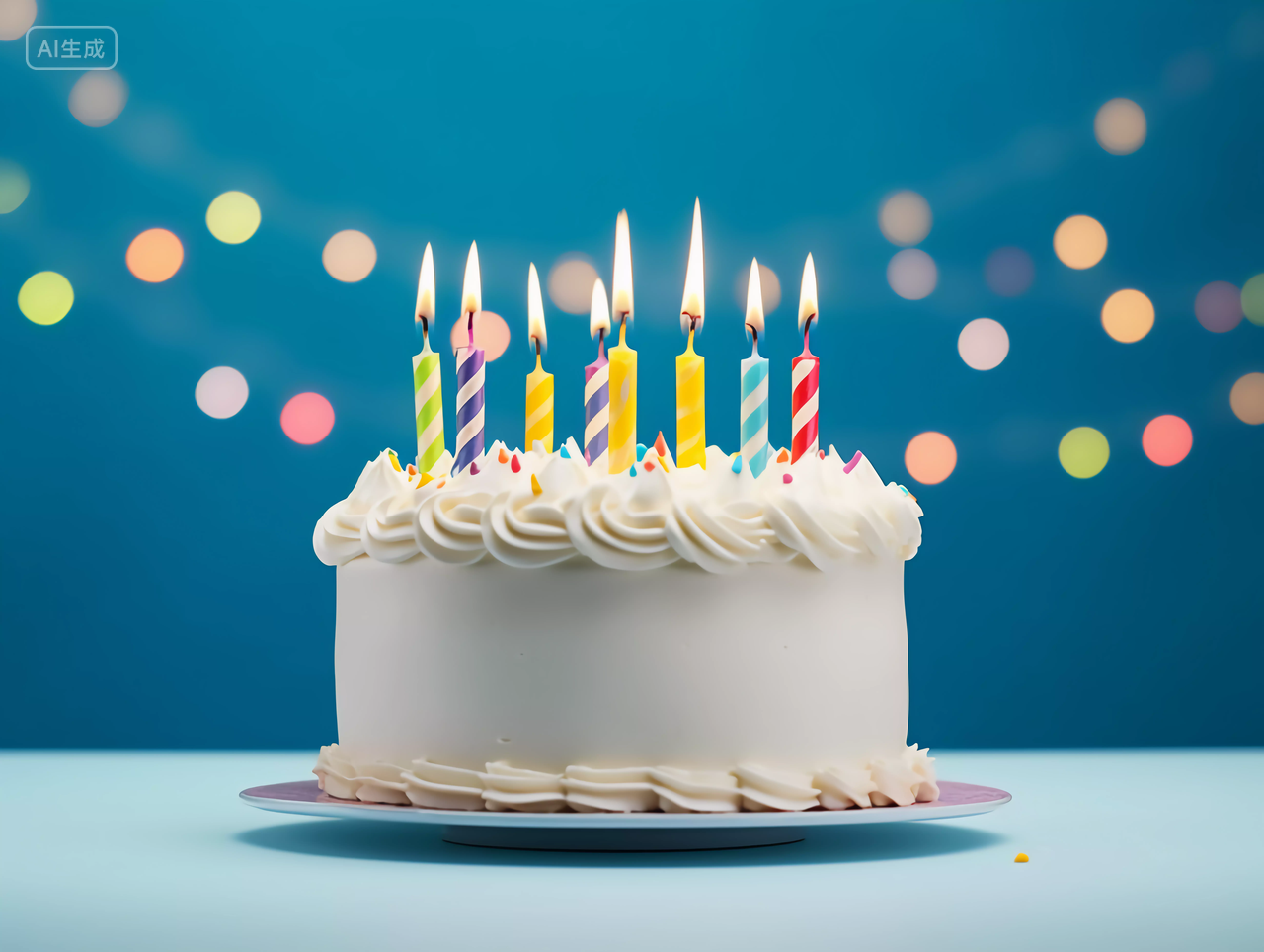 白色生日蛋糕蜡烛生日庆祝祝福生日快乐HAPPY BIRTHDAY