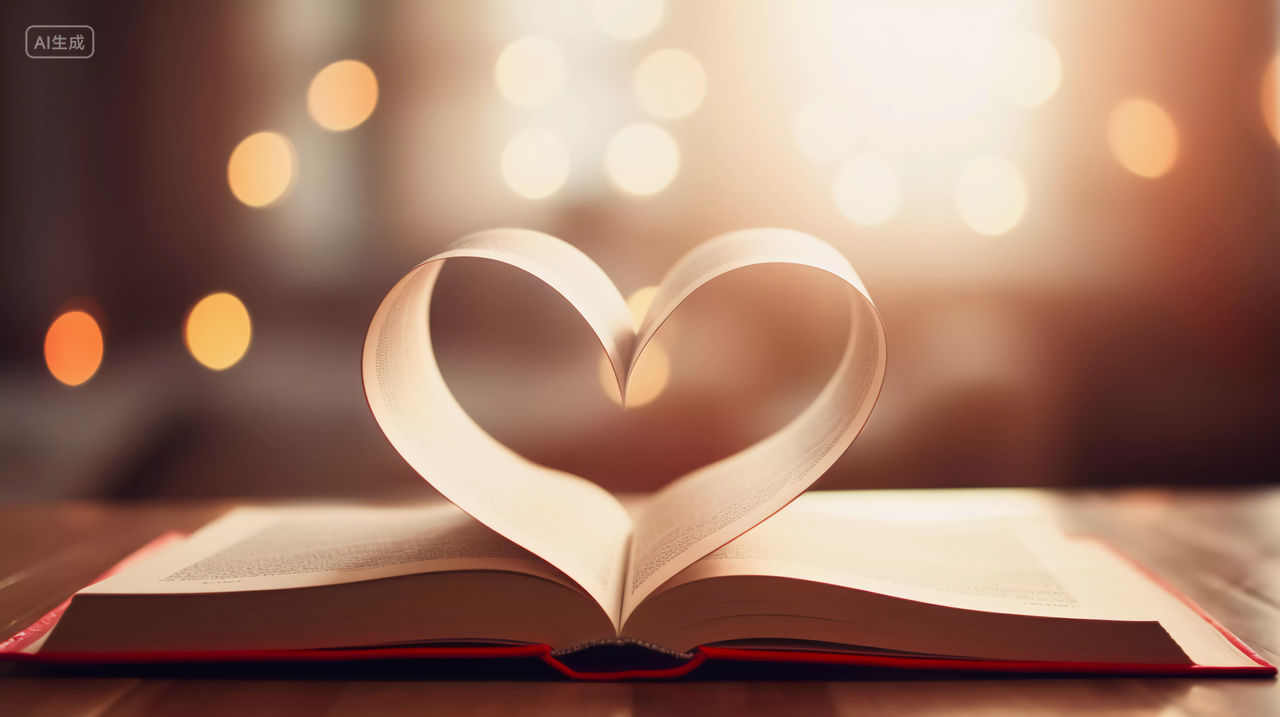 书本书页卷成爱心形状书页读书阅读学习世界读书日知识文化