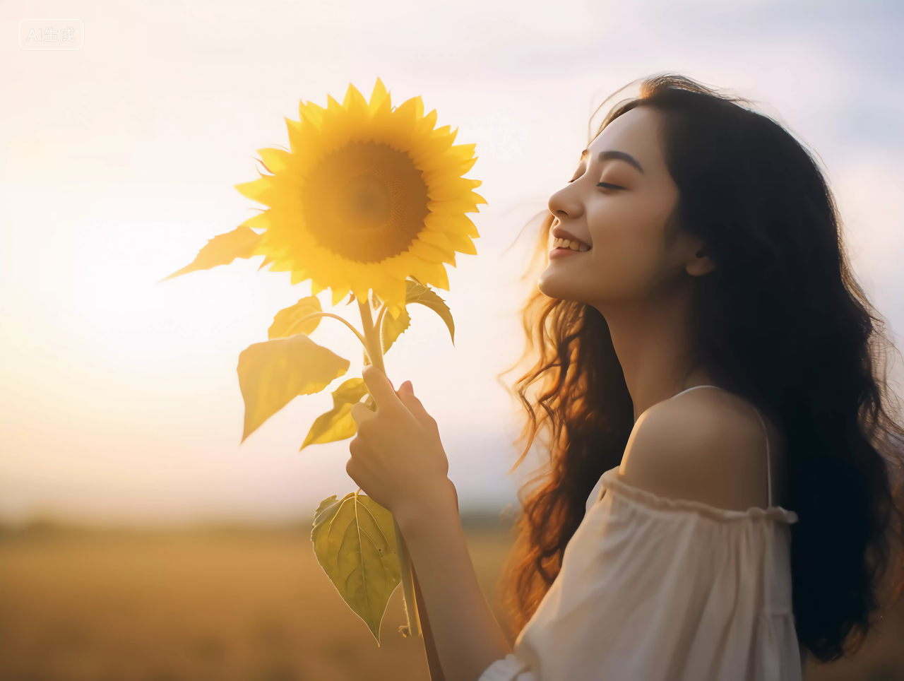 拿着向日葵的女人向日葵花朵清新美好希望鲜花花束唯美壁纸美女