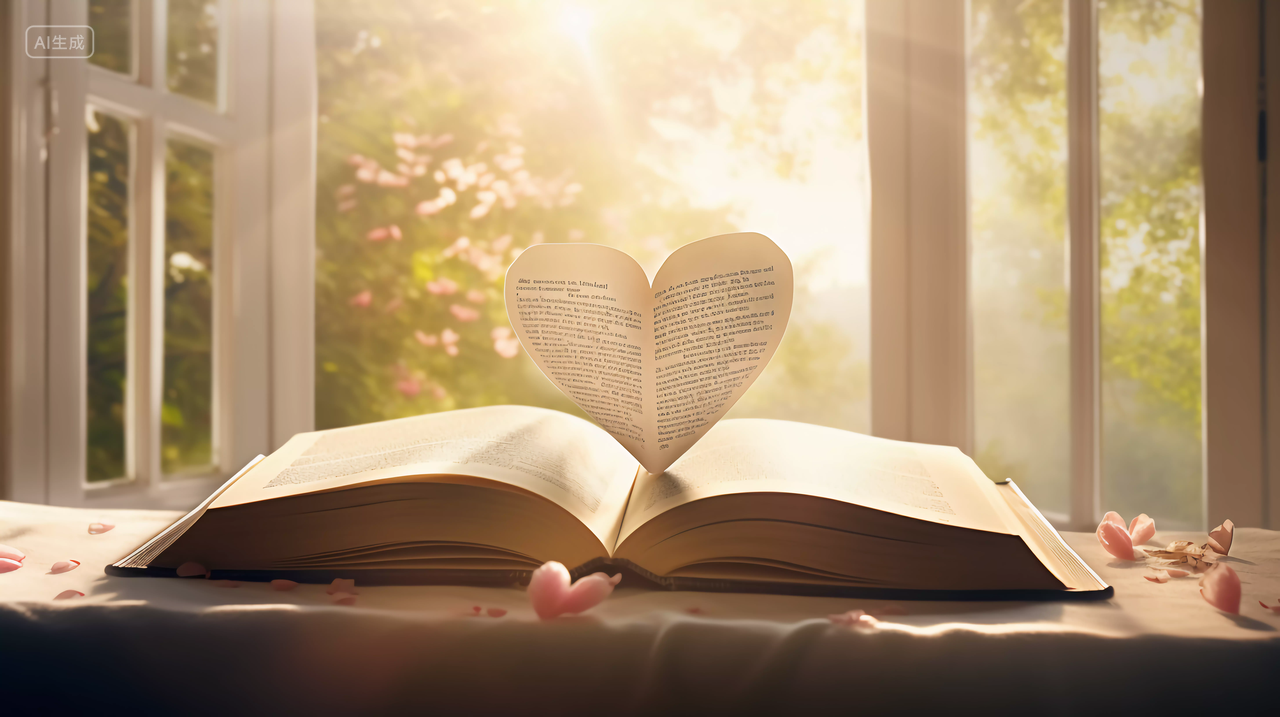 书本书页卷成爱心形状书页读书阅读学习世界读书日知识文化