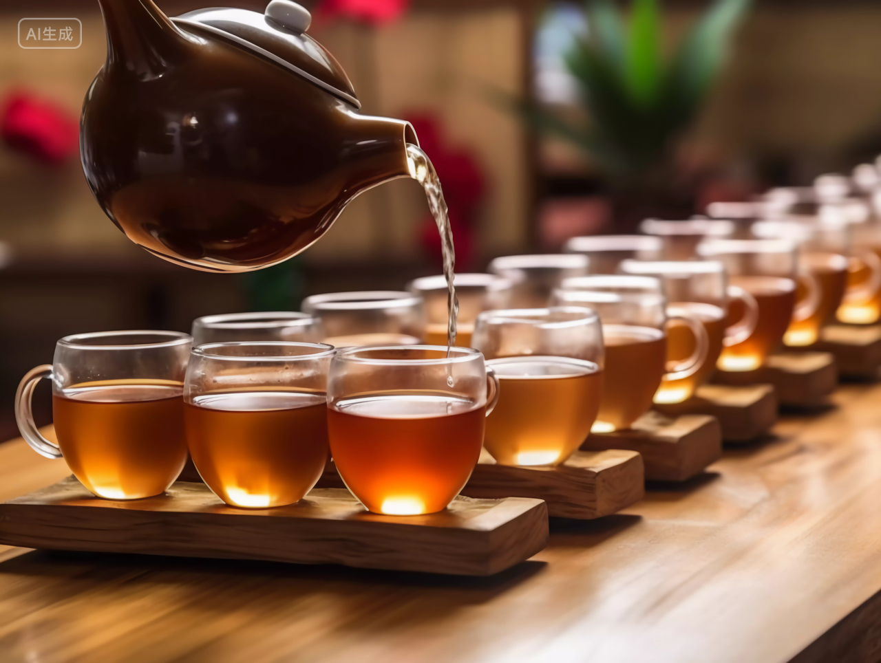 从茶壶从倒茶水画面茶文化茶道中国传统饮品茶