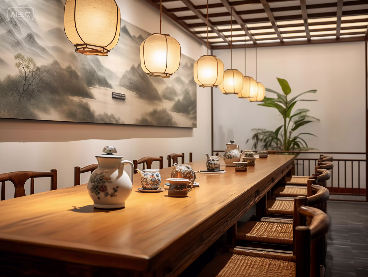 茶文化茶道中国传统饮品茶茶馆国风建筑雅致大气木质古风