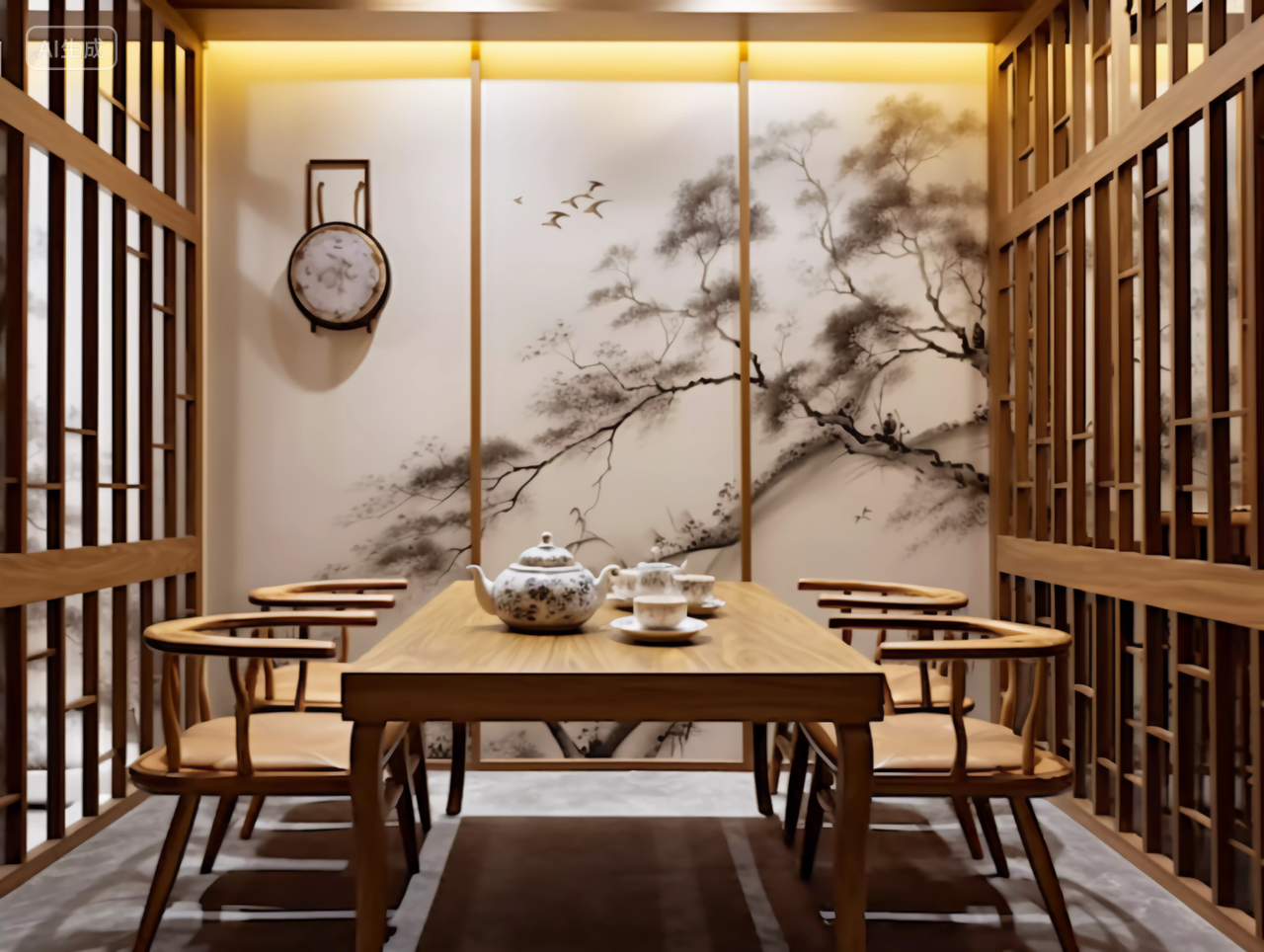 茶文化茶道中国传统饮品茶茶馆国风建筑雅致大气木质古风