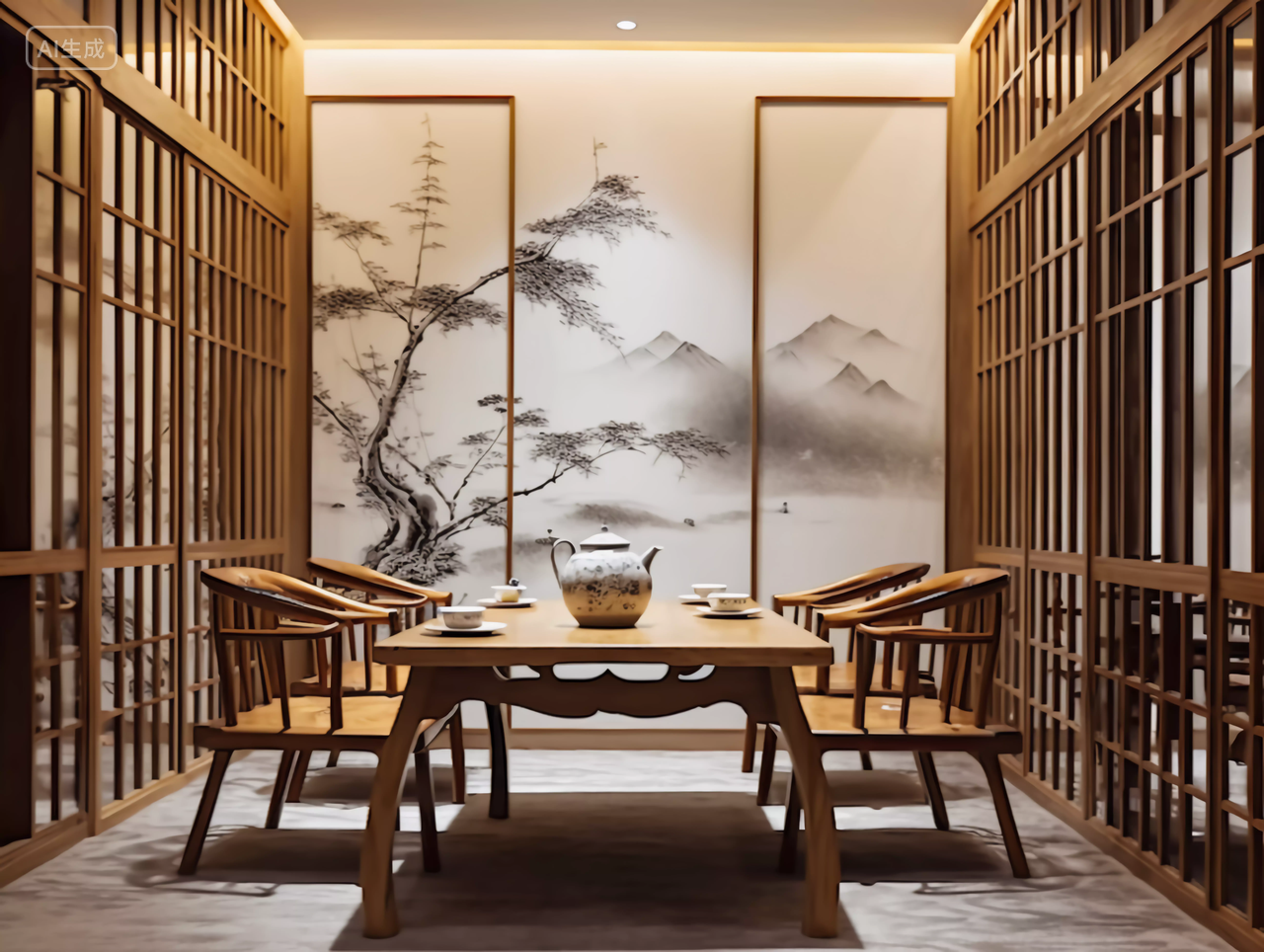 茶文化茶道中国传统饮品茶茶馆国风建筑雅致大气木质古风