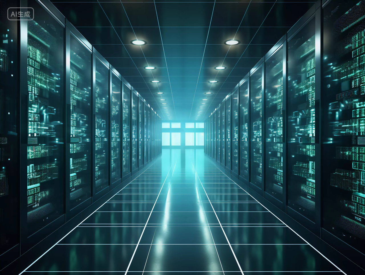 互联网现代化网络科技概念图暗服务器中的机房存储系统