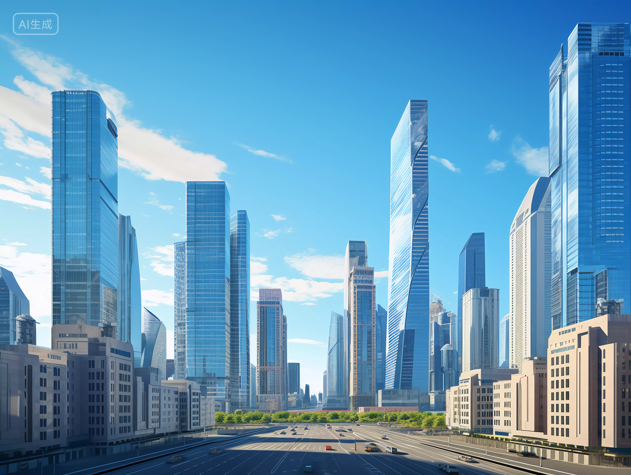 蓝天城市房地产金融商业城市建筑蓝天天空蓝色天空背景