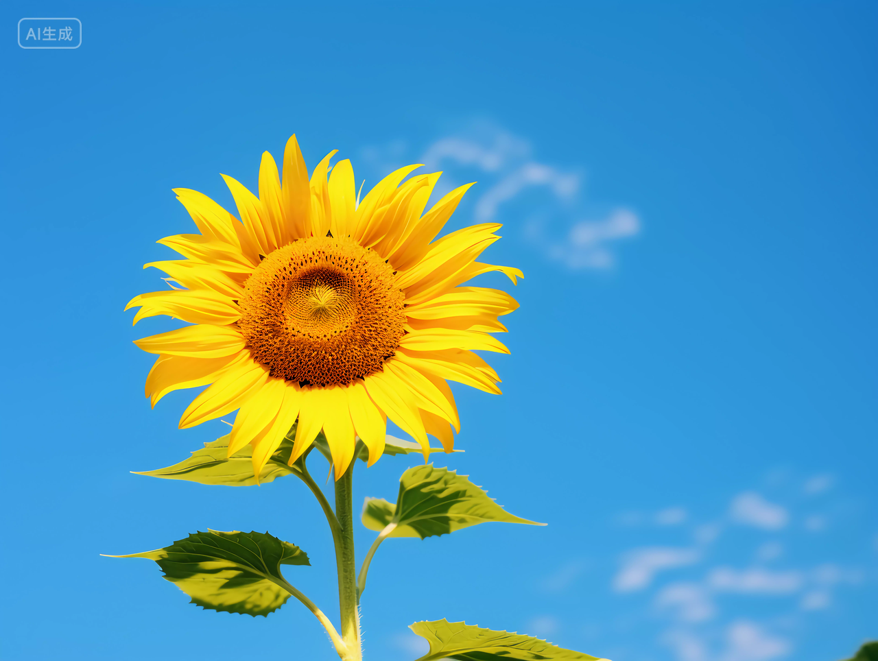 向日葵花朵清新美好希望鲜花花束向日葵蓝天白云背景唯美壁纸