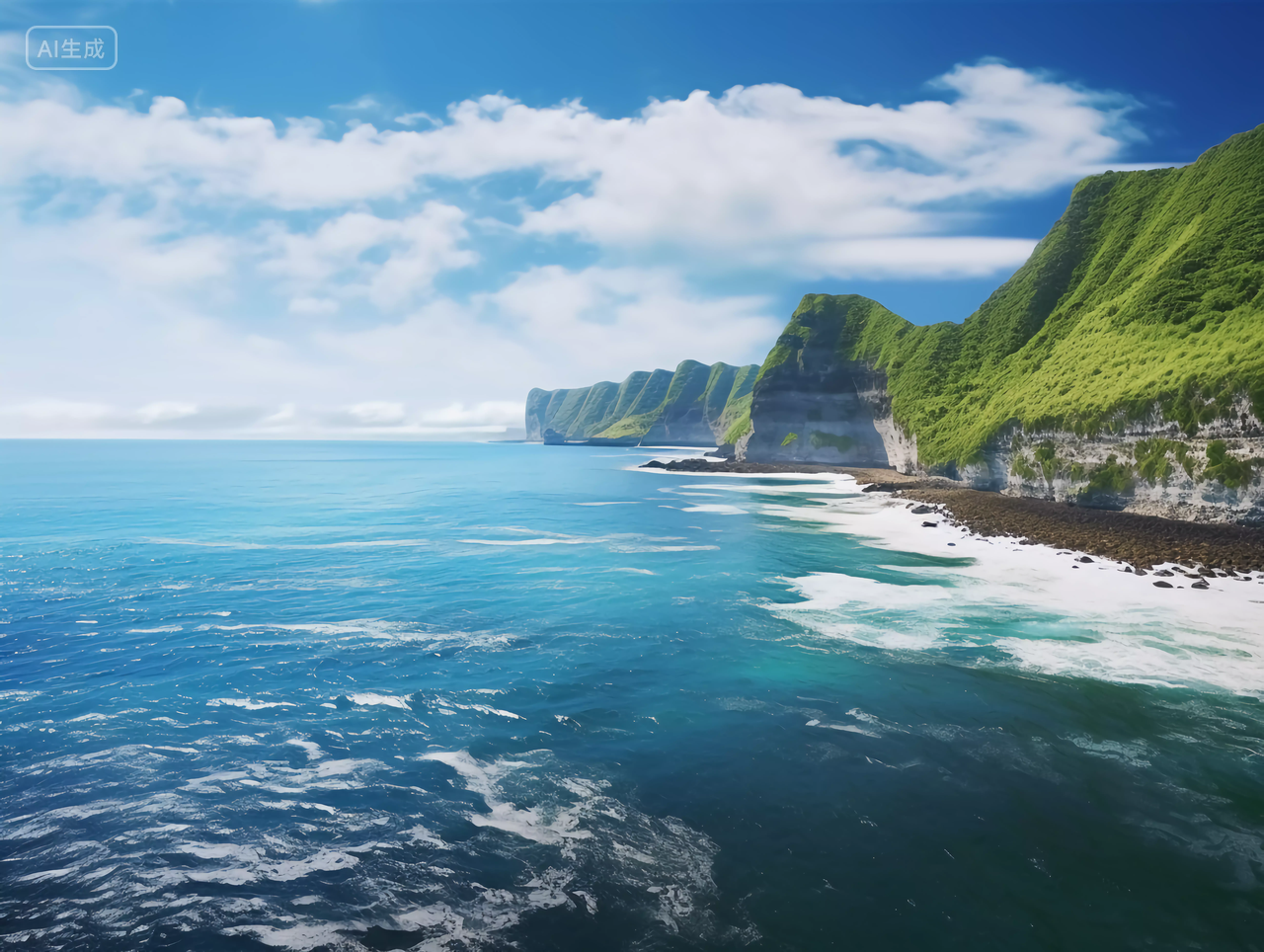 高山大海电脑壁纸清新海边背景风景旅游度假宣传