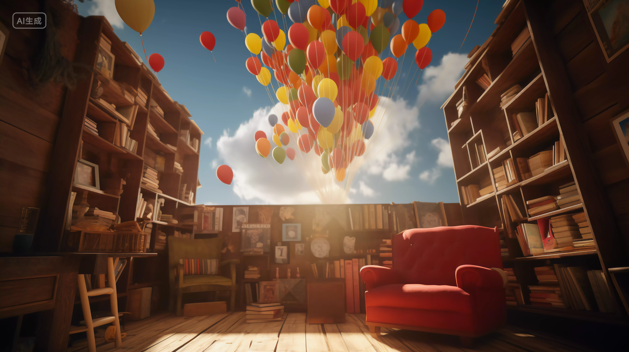 气球小屋读书阅读学习世界读书日知识文化创意图