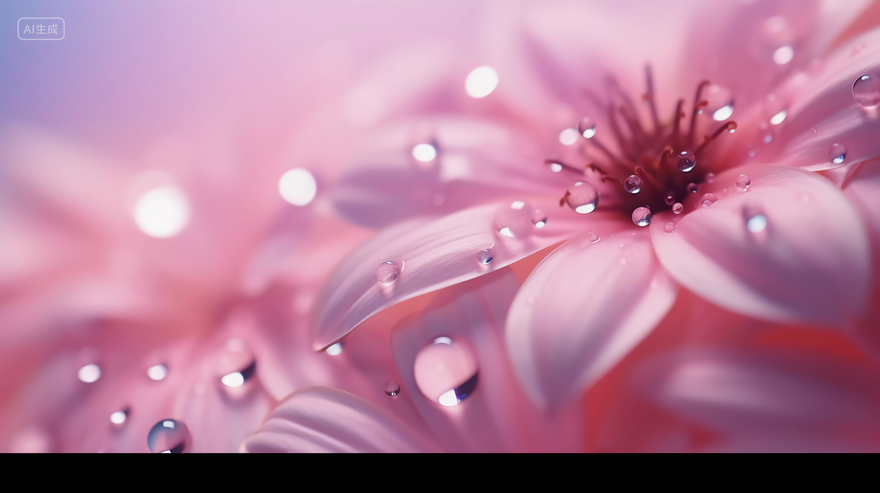 花朵上的小水滴世界水日水珠露水露珠粉色花朵