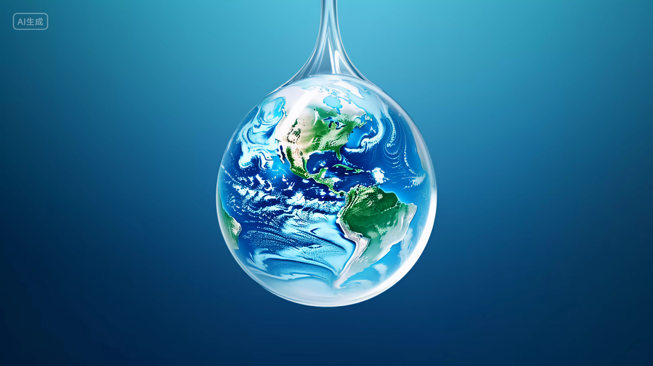地球水滴一滴水环保概念图
