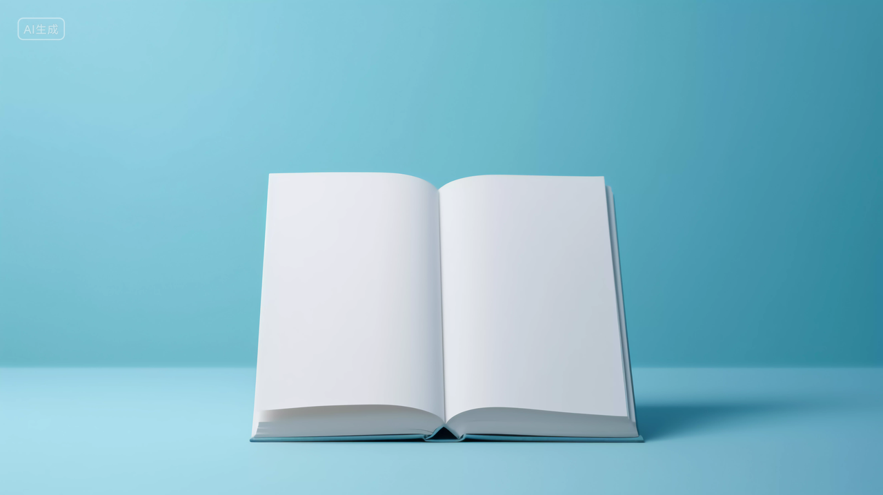 正面打开的空白页空白纸张有质感白色打开翻开合上的书