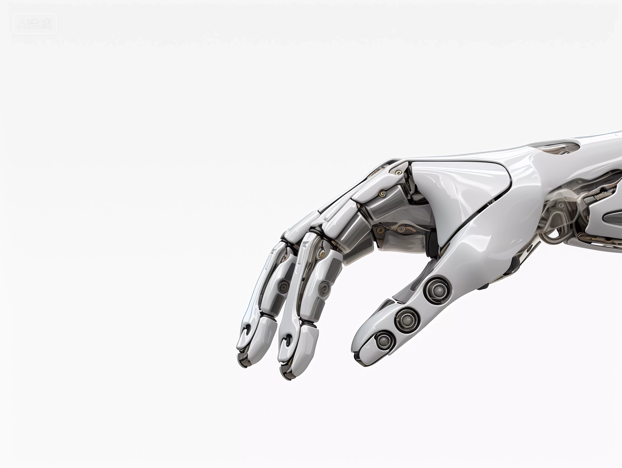 人工智能AI未来科技机械手臂3D机器人手技术和科学概念科技蓝色手掌与点线框架球形