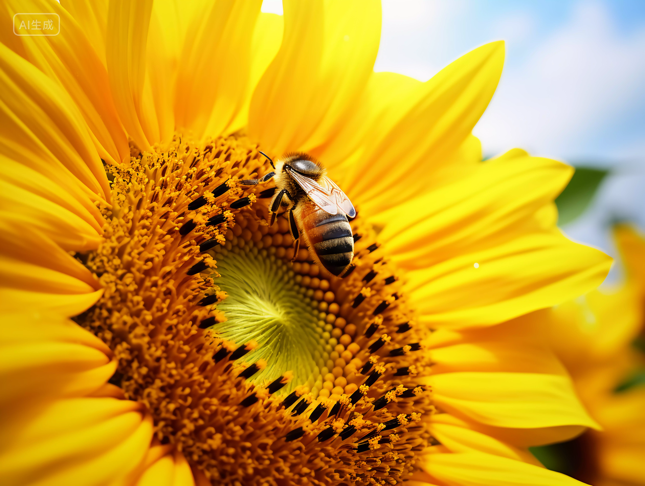 向日葵蜜蜂花朵清新美好希望鲜花花束向日葵