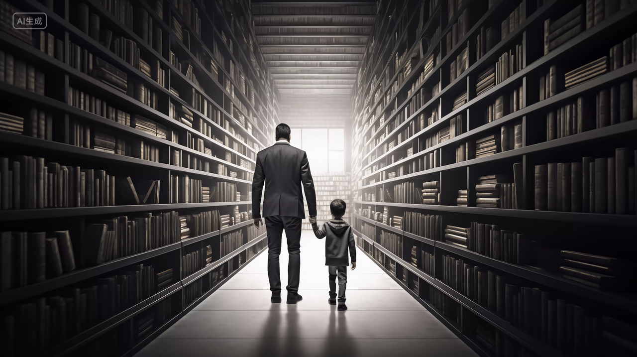 书籍书本人们行走在书墙之间读书阅读学习世界读书日知识文化