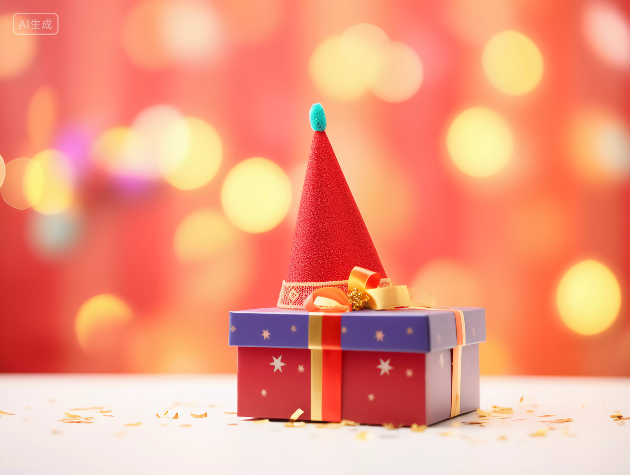 红色生日礼盒生日庆祝祝福生日快乐生日蛋糕HAPPY BIRTHDAY