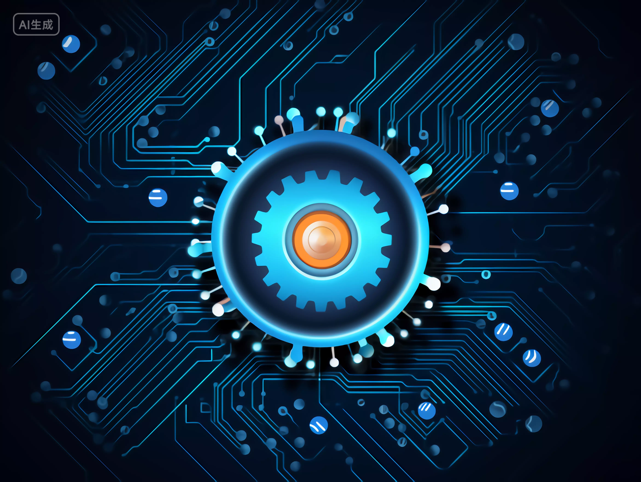 电路板背景的科技齿轮蓝色科技背景图