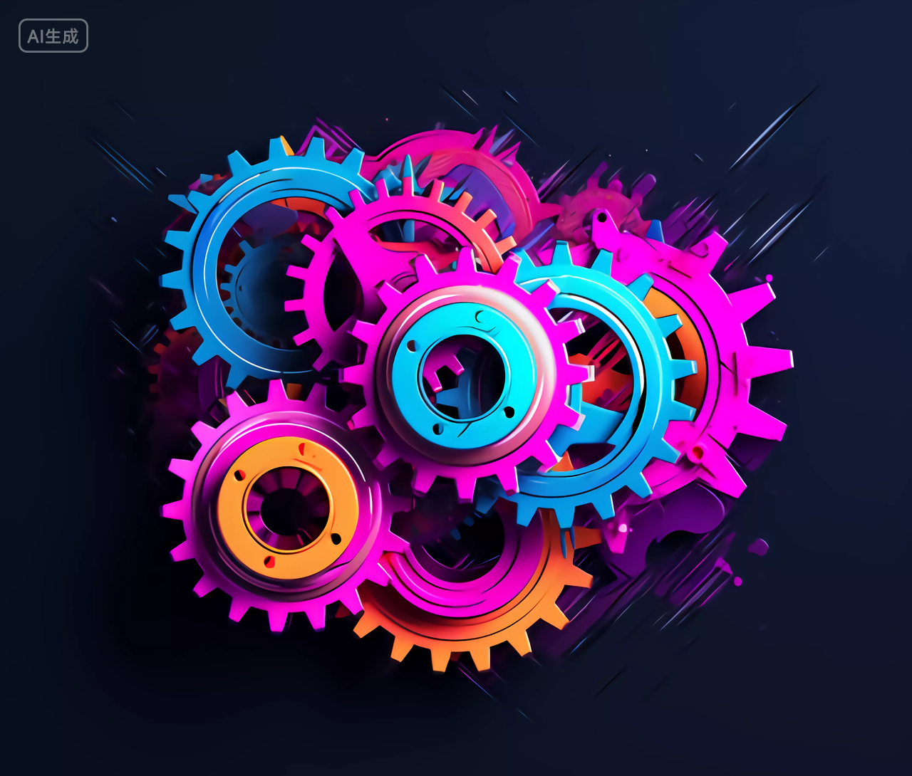 科技齿轮科幻机械设计大赛的多彩齿轮背景图