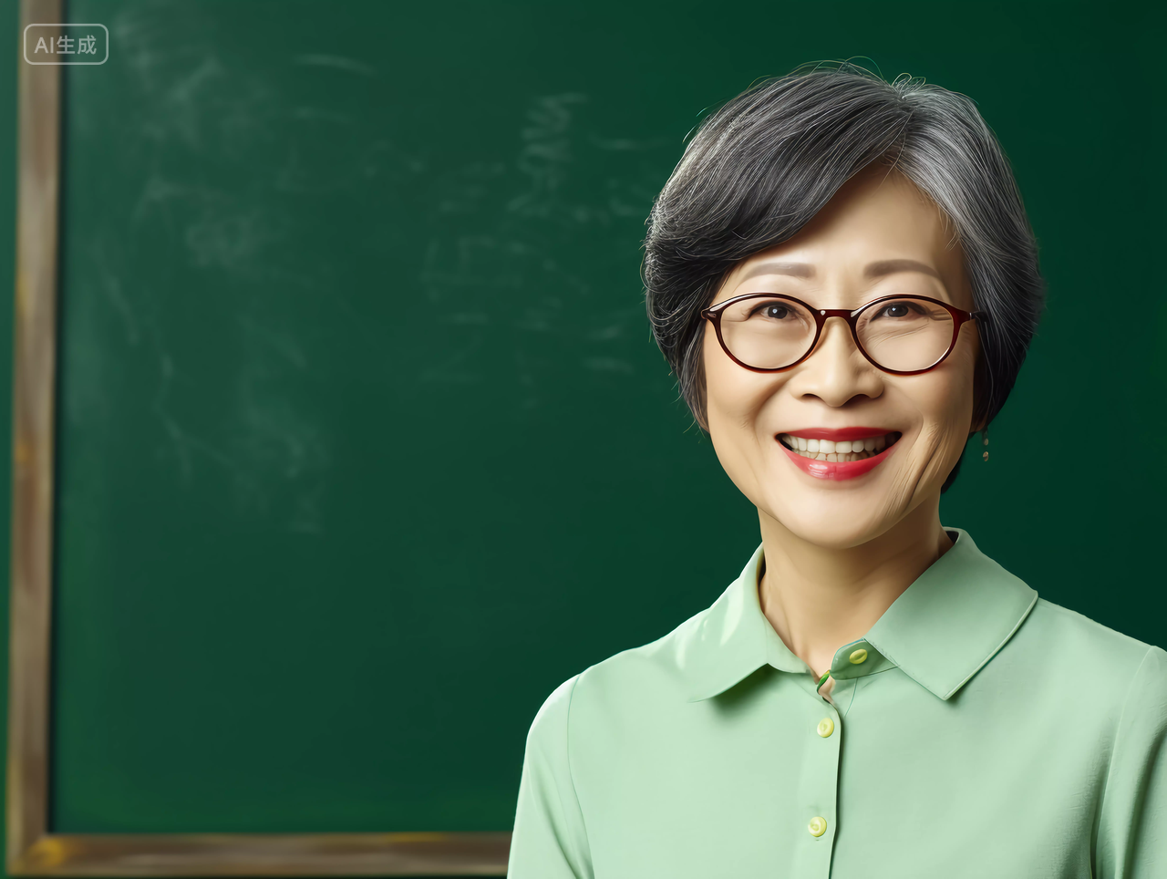 带着笑容的女老师女教师在讲台讲课教师节快乐感恩老师学习教育