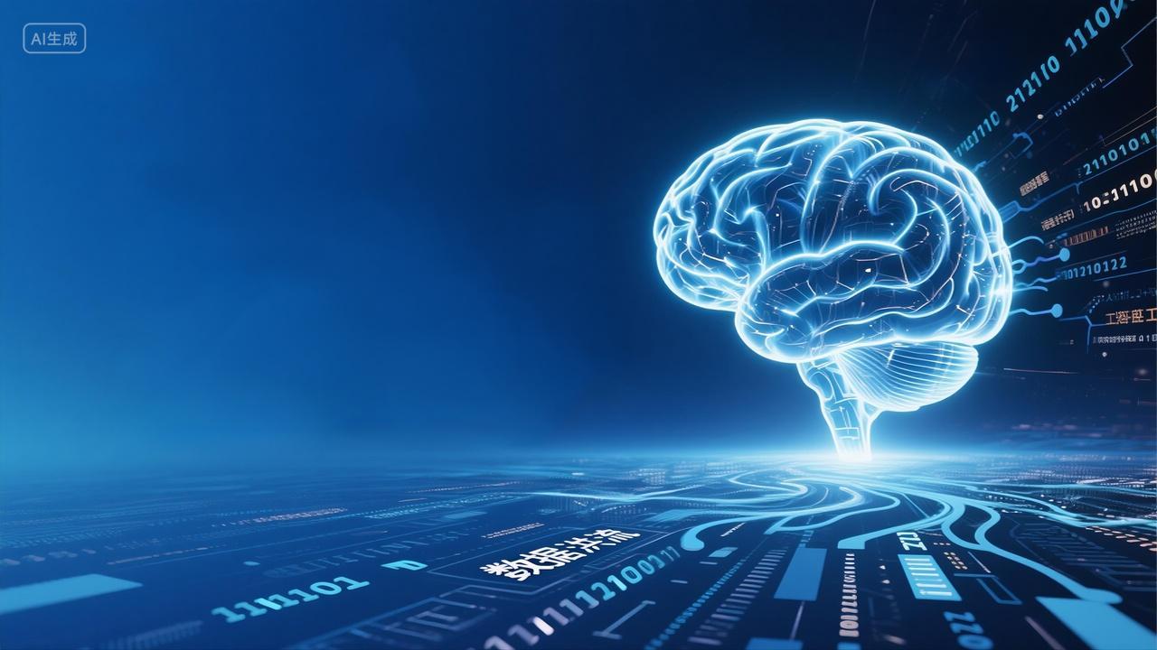 未来科技感kv背景智慧大脑模型人工智能AI技术发布会