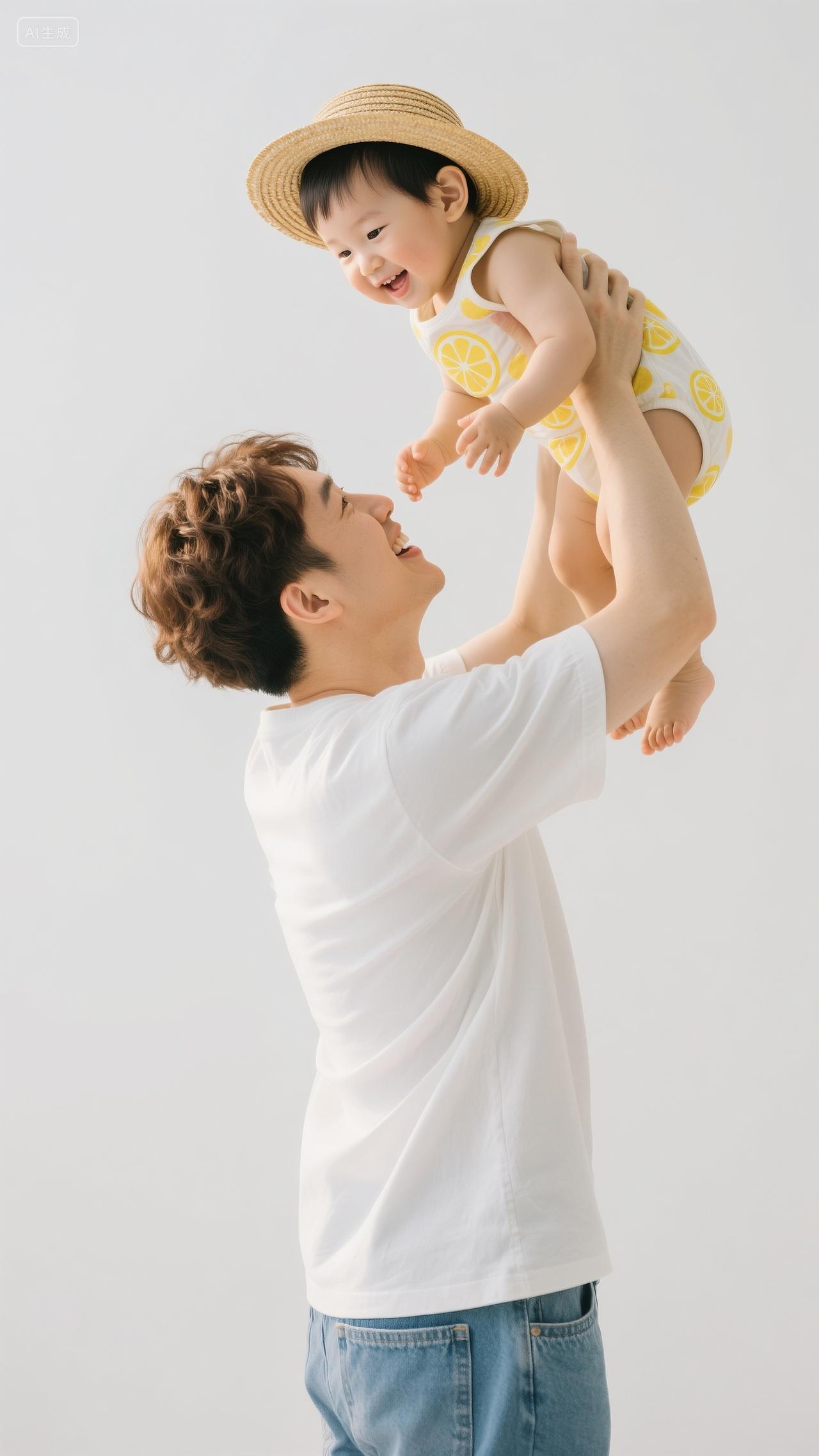 父亲节写真父亲给孩子举高高玩耍