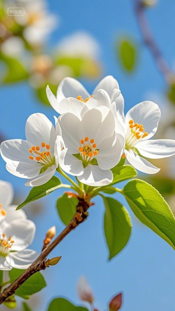 漂亮白色花特写AI